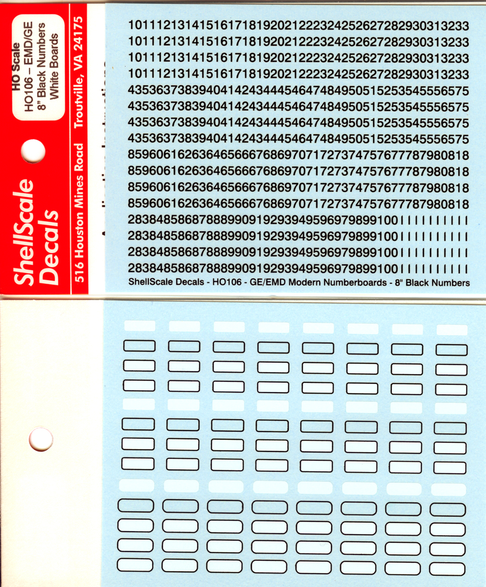 Numberboard DECALS ShellScale HO124